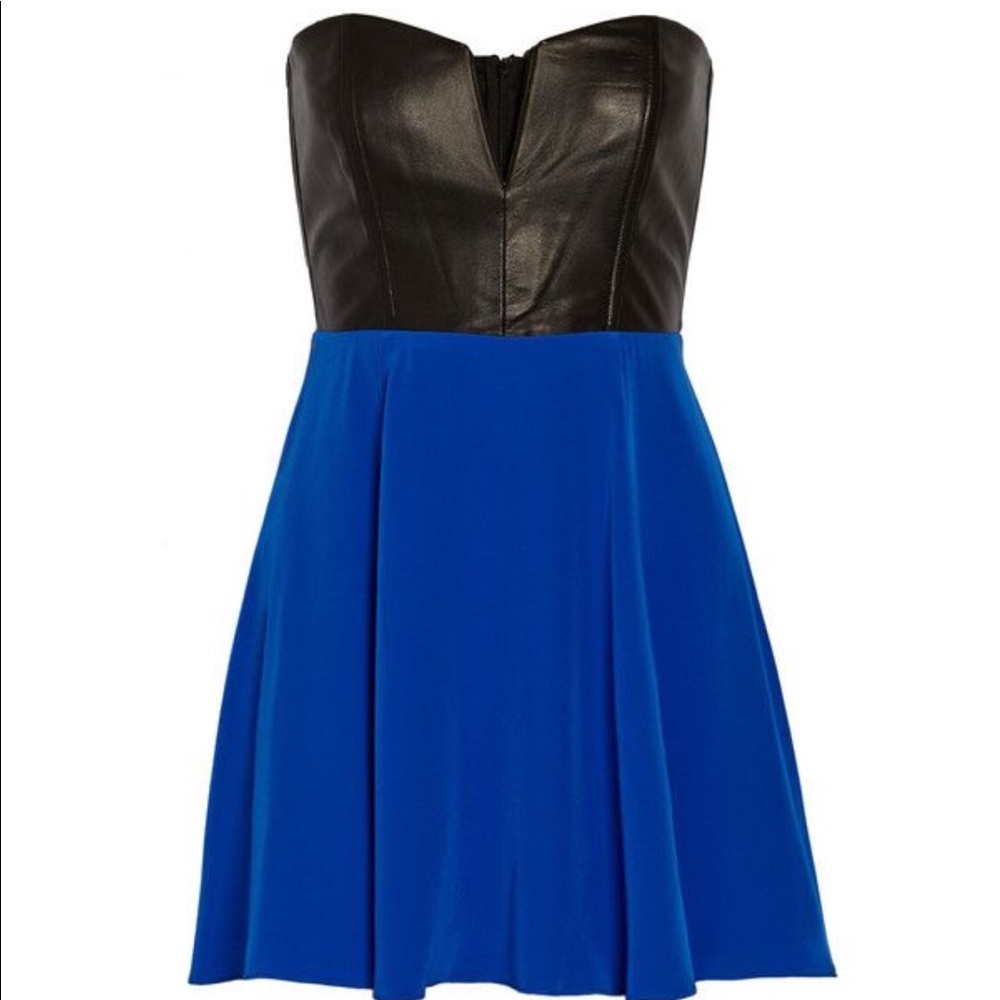 MASON by Michelle Mason Leather Silk Mini Dress